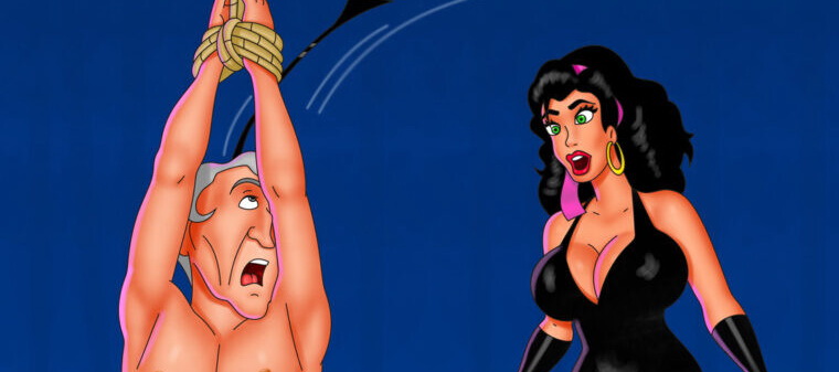 A Bondage in comix with latex lady